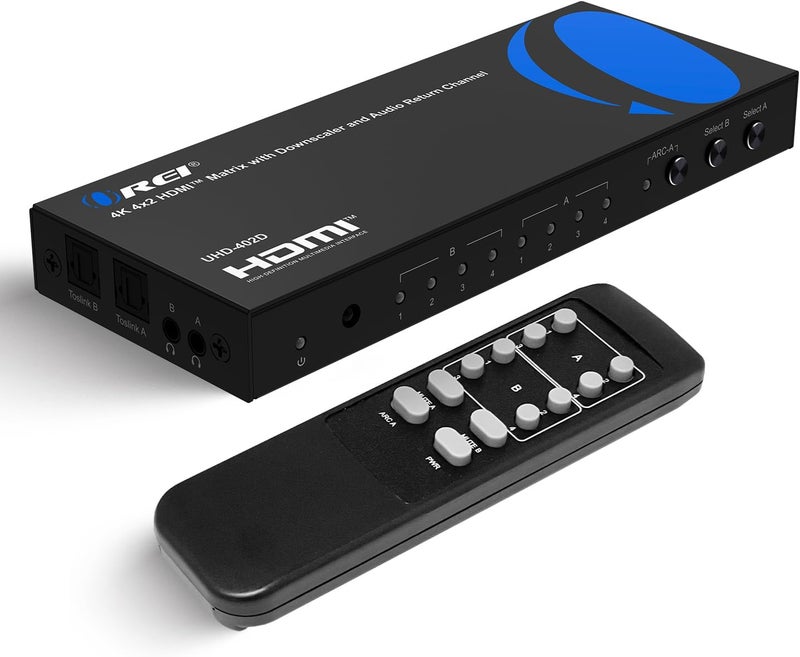 OREI مفتاح مصفوفة HDMI 4K 4 X 2، محول 18G UltraHD مع دعم ARC حتى 4K @ 60Hz و 1080P مع جهاز تحكم عن بعد IR - اختيار مصفوفة كامل - Image 1
